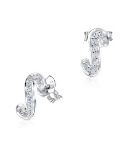 S Shaped CZ Silver Stud Earring STS-5169